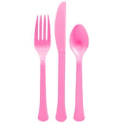 Bright Pink Cutlery - 30 Pack